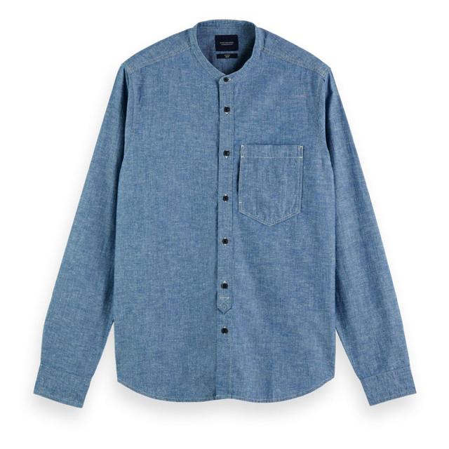 15%OFFセール 【販売期間 6/12 10:00〜6/21 9:59】 スコッチアンドソーダ シャツ メンズ 正規販売店 SCOTCH＆SODA バンドカラーシャツ AMS BLAUW - GRANDAD SHIRT IN SPECIAL BLEND D INDIGO 162703 0089 41418 76 父の日 プレゼント ラッピング_2