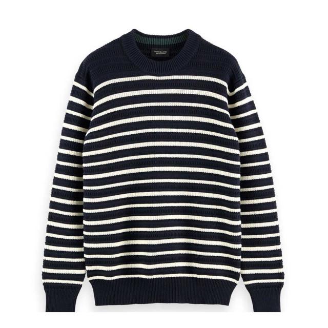 スコッチアンドソーダ セーター メンズ 正規販売店 SCOTCH＆SODA ニット クルーネック セーター ボーダー柄 STRIPED STRUCTURE-KNITTED COTTON PULLOVER SWEATER COMBO A 164020 0217 45418 89の通販は