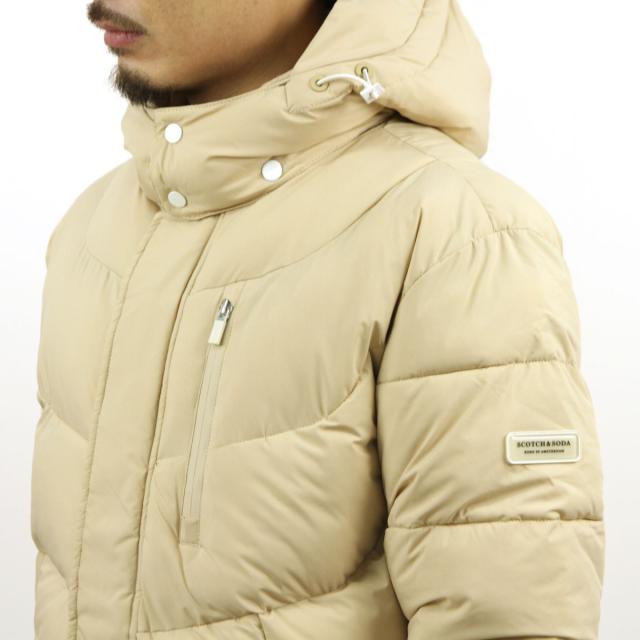 スコッチアンドソーダ メンズ パファージャケット 正規販売店 SCOTCH＆SODA アウター ジャケット HOODED WATER-REPELLENT PUFFER JACKET SAND 163250 0137 クリスマス プレゼント ラッピング スコッチアンドソーダ メンズ パファージャケット 正規販売店