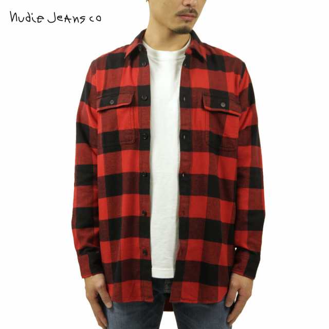 ヌーディージーンズ シャツ メンズ 正規販売店 Nudie Jeans ネルシャツ フランネルシャツ 長袖シャツ GABRIEL BUFFALO CHECK SHIRT POPPY