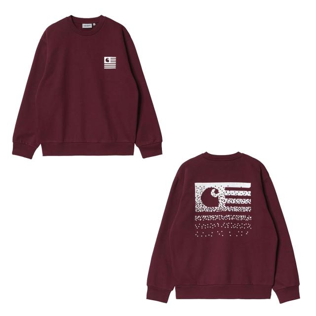 カーハート スウェット メンズ 正規品 CARHARTT WIP トレーナー バックプリント FADE STATE SWEATSHIRT WINE / WHITE I029528 0IU_2