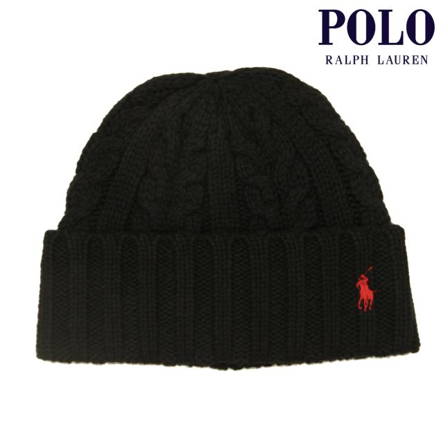 ポロ ラルフローレン メンズ レディース ニットキャップ 正規品 POLO RALPH LAUREN ケーブルニット ニット帽 ビーニー RECYCLED CHUNKY CABLE BEANIE PC0939 001 POLO BLACKの通販は