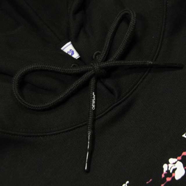 OFF-WHITE オフホワイト LEAVES ARROWS HOODIE バックロゴ プリント プルオーバー スウェット パーカー 枯葉 ブラック OWBB032E20JER003