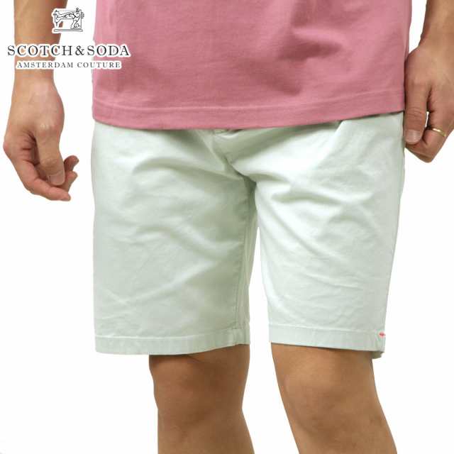スコッチアンドソーダ ボトムス メンズ 正規販売店 SCOTCH＆SODA ショートパンツ ガーメントダイ STUART GARMENT-DYED PIMA COTTON-BLEND CHINO SHORT PANTS 165959 0108 52504 50 MINTの通販は