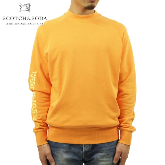 スコッチアンドソーダ スウェット メンズ 正規販売店 SCOTCH＆SODA トレーナー GARMENT-DYED CREWNECK SWEAT WITH ARTWORK 155272 3497 CLEMENTINE クリスマス プレゼント ラッピング
