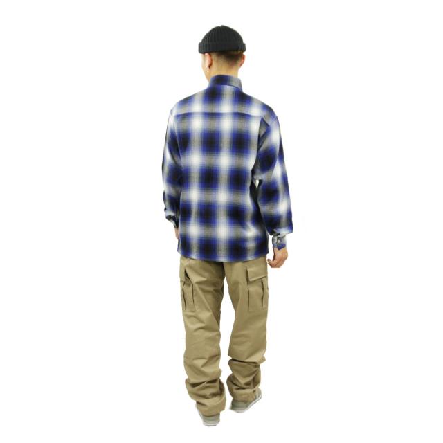 キャルトップ 長袖シャツ メンズ 正規品 CALTOP ACRYLIC OMBRE CHECK LONG SLEEVE SHIRTS 長袖 カルトップ チェックシャツ フレネルシャツ ネルシャツ オンブレ オールドスクール 2000LS ROYAL / WHITE_8