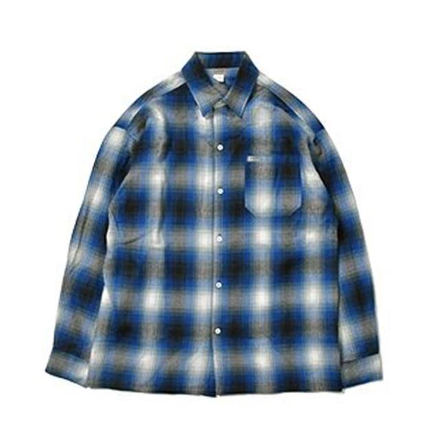 キャルトップ 長袖シャツ メンズ 正規品 CALTOP ACRYLIC OMBRE CHECK LONG SLEEVE SHIRTS 長袖 カルトップ チェックシャツ フレネルシャツ ネルシャツ オンブレ オールドスクール 2000LS ROYAL / WHITE_2