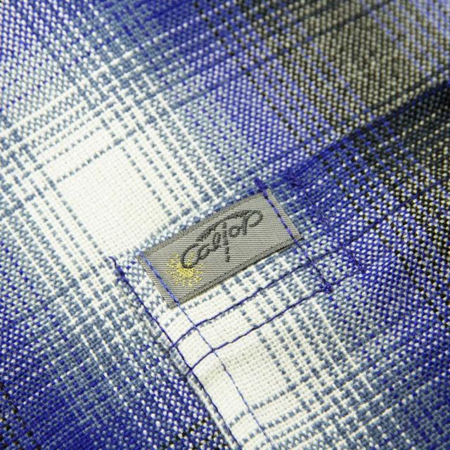 キャルトップ 長袖シャツ メンズ 正規品 CALTOP ACRYLIC OMBRE CHECK LONG SLEEVE SHIRTS 長袖 カルトップ チェックシャツ フレネルシャツ ネルシャツ オンブレ オールドスクール 2000LS ROYAL / WHITE_4