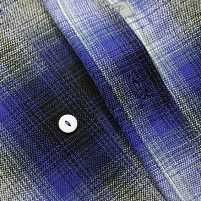 キャルトップ 長袖シャツ メンズ 正規品 CALTOP ACRYLIC OMBRE CHECK LONG SLEEVE SHIRTS 長袖 カルトップ チェックシャツ フレネルシャツ ネルシャツ オンブレ オールドスクール 2000LS ROYAL / WHITE_5