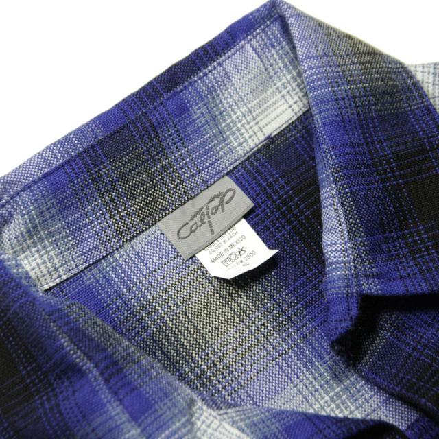 キャルトップ 長袖シャツ メンズ 正規品 CALTOP ACRYLIC OMBRE CHECK LONG SLEEVE SHIRTS 長袖 カルトップ チェックシャツ フレネルシャツ ネルシャツ オンブレ オールドスクール 2000LS ROYAL / WHITE_6