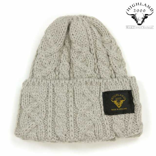 ハイランド2000 ニットキャップ メンズ 正規品 HIGHLAND2000 アルパカ 帽子 ニット帽 ボブキャップ ORIGINAL 016 CABLE KNIT BOBCAP ALPACA REGULAR LIGHT GREYの通販は