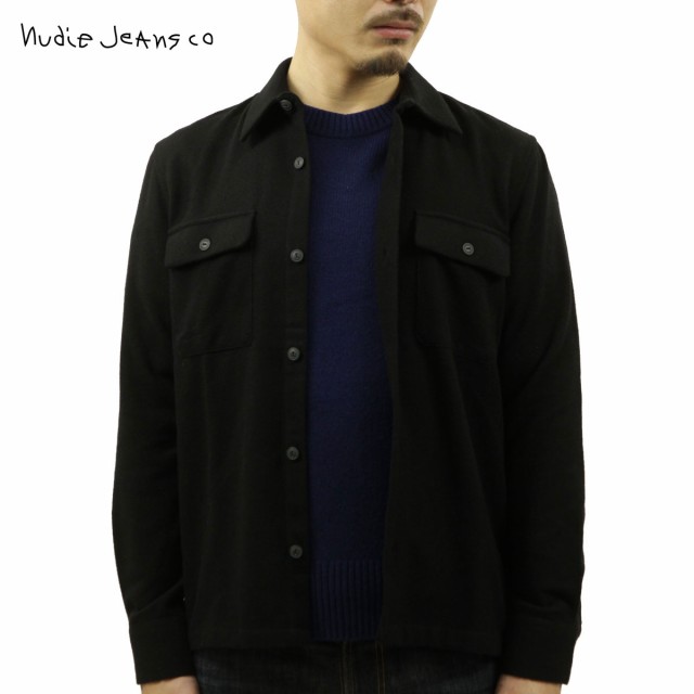 ヌーディージーンズ シャツジャケット メンズ 正規販売店 Nudie Jeans 長袖 ボタンダウン ウール カジュアルシャツ STEN WOOL SOLID OVER