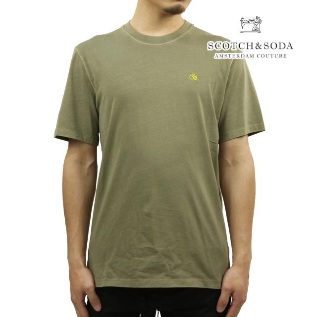 スコッチアンドソーダ メンズ Tシャツ 正規販売店 SCOTCH＆SODA ロゴ 刺繍 シンプル 半袖Tシャツ GARMENT DYE LOGO EMBROIDERY TEE 171685 0414 74403 54 KHAKI クリスマス プレゼント ラッピング
