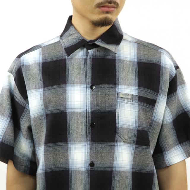 キャルトップ メンズ 半袖シャツ 正規品 CALTOP CALTOP ACRYLIC OMBRE CHECK SHORT SLEEVE SHIRTS NAVY / SKY 半袖 カルトップ チェックシャツ フレネルシャツ ネルシャツ オンブレ オールドスクール ショートスリーブ 2000SS_3