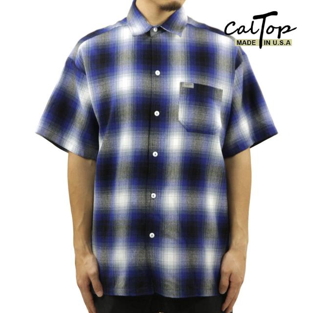 キャルトップ メンズ 半袖シャツ 正規品 CALTOP CALTOP ACRYLIC OMBRE CHECK SHORT SLEEVE SHIRTS  / WHITE クリスマス プレゼント ラッピング