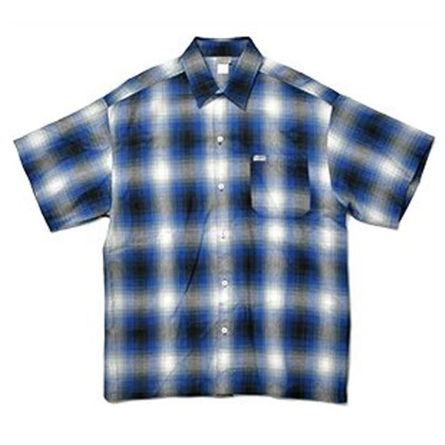 キャルトップ メンズ 半袖シャツ 正規品 CALTOP CALTOP ACRYLIC OMBRE CHECK SHORT SLEEVE SHIRTS ROYAL / WHITE 半袖 カルトップ チェックシャツ フレネルシャツ ネルシャツ オンブレ オールドスクール ショートスリーブ 2000SS_2