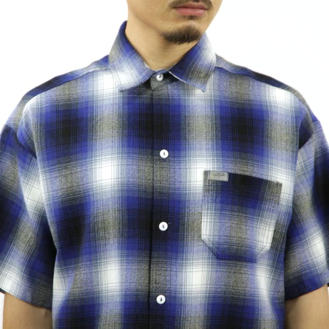 キャルトップ メンズ 半袖シャツ 正規品 CALTOP CALTOP ACRYLIC OMBRE CHECK SHORT SLEEVE SHIRTS ROYAL / WHITE 半袖 カルトップ チェックシャツ フレネルシャツ ネルシャツ オンブレ オールドスクール ショートスリーブ 2000SS_3