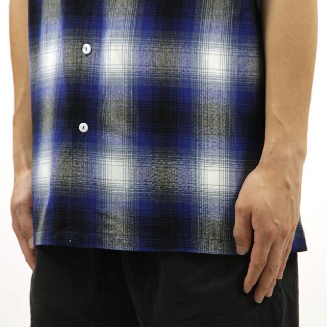 キャルトップ メンズ 半袖シャツ 正規品 CALTOP CALTOP ACRYLIC OMBRE CHECK SHORT SLEEVE SHIRTS ROYAL / WHITE 半袖 カルトップ チェックシャツ フレネルシャツ ネルシャツ オンブレ オールドスクール ショートスリーブ 2000SS_4