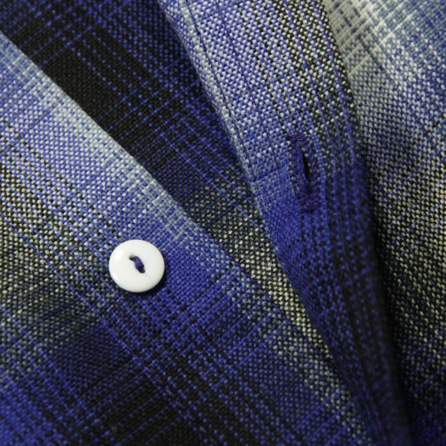 キャルトップ メンズ 半袖シャツ 正規品 CALTOP CALTOP ACRYLIC OMBRE CHECK SHORT SLEEVE SHIRTS ROYAL / WHITE 半袖 カルトップ チェックシャツ フレネルシャツ ネルシャツ オンブレ オールドスクール ショートスリーブ 2000SS_6