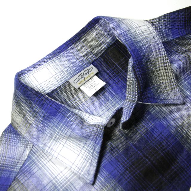 キャルトップ メンズ 半袖シャツ 正規品 CALTOP CALTOP ACRYLIC OMBRE CHECK SHORT SLEEVE SHIRTS ROYAL / WHITE 半袖 カルトップ チェックシャツ フレネルシャツ ネルシャツ オンブレ オールドスクール ショートスリーブ 2000SS_7