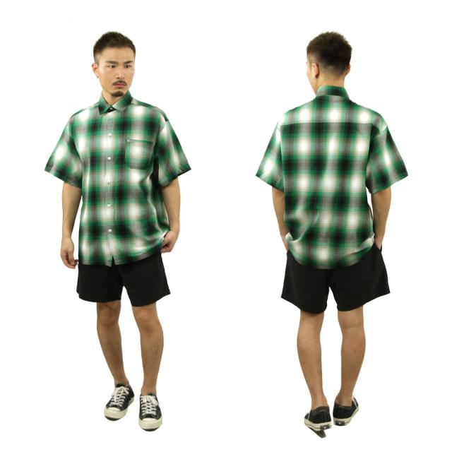 キャルトップ メンズ 半袖シャツ 正規品 CALTOP CALTOP ACRYLIC OMBRE CHECK SHORT SLEEVE SHIRTS GREEN / WHITE 半袖 カルトップ チェックシャツ フレネルシャツ ネルシャツ オンブレ オールドスクール ショートスリーブ 2000SS_8