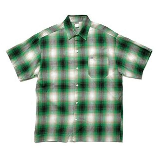 キャルトップ メンズ 半袖シャツ 正規品 CALTOP CALTOP ACRYLIC OMBRE CHECK SHORT SLEEVE SHIRTS GREEN / WHITE 半袖 カルトップ チェックシャツ フレネルシャツ ネルシャツ オンブレ オールドスクール ショートスリーブ 2000SS_2