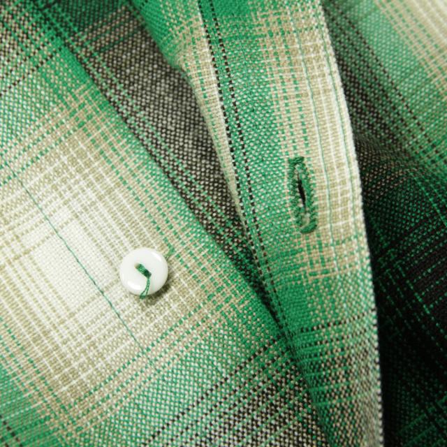 キャルトップ メンズ 半袖シャツ 正規品 CALTOP CALTOP ACRYLIC OMBRE CHECK SHORT SLEEVE SHIRTS GREEN / WHITE 半袖 カルトップ チェックシャツ フレネルシャツ ネルシャツ オンブレ オールドスクール ショートスリーブ 2000SS_6