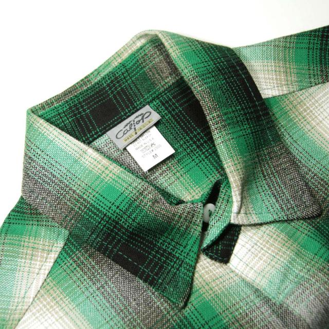キャルトップ メンズ 半袖シャツ 正規品 CALTOP CALTOP ACRYLIC OMBRE CHECK SHORT SLEEVE SHIRTS GREEN / WHITE 半袖 カルトップ チェックシャツ フレネルシャツ ネルシャツ オンブレ オールドスクール ショートスリーブ 2000SS_7