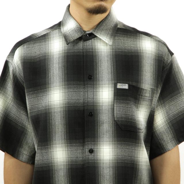 キャルトップ メンズ 半袖シャツ 正規品 CALTOP CALTOP ACRYLIC OMBRE CHECK SHORT SLEEVE SHIRTS BLACK / IVORY 半袖 カルトップ チェックシャツ フレネルシャツ ネルシャツ オンブレ オールドスクール ショートスリーブ 2000SS_3
