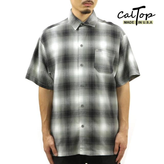 キャルトップ メンズ 半袖シャツ 正規品 CALTOP CALTOP ACRYLIC OMBRE CHECK SHORT SLEEVE SHIRTS GREY / WHITE  クリスマス プレゼント ラッピング