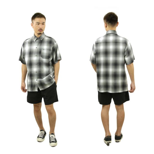 キャルトップ メンズ 半袖シャツ 正規品 CALTOP CALTOP ACRYLIC OMBRE CHECK SHORT SLEEVE SHIRTS GREY / WHITE 半袖 カルトップ チェックシャツ フレネルシャツ ネルシャツ オンブレ オールドスクール ショートスリーブ 2000SS_8