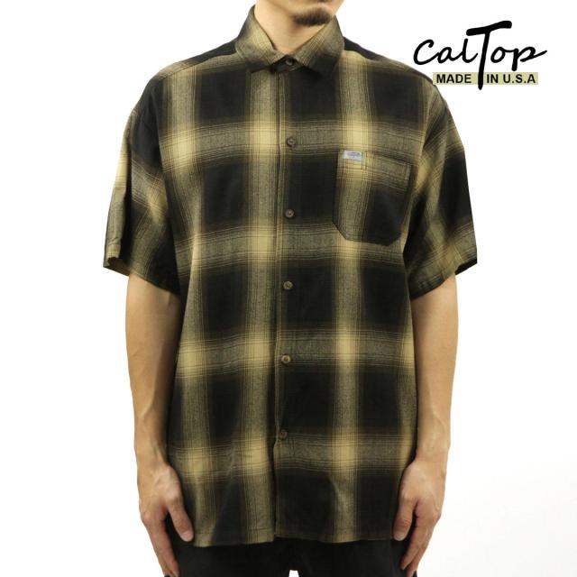 キャルトップ メンズ 半袖シャツ 正規品 CALTOP CALTOP ACRYLIC OMBRE CHECK SHORT SLEEVE SHIRTS BROWN / KHAKI クリスマス プレゼント ラッピング