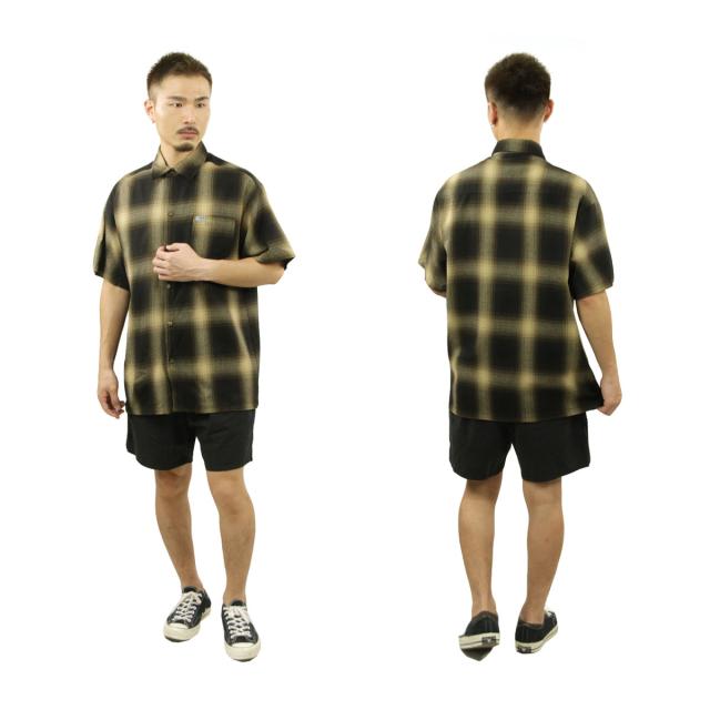 キャルトップ メンズ 半袖シャツ 正規品 CALTOP CALTOP ACRYLIC OMBRE CHECK SHORT SLEEVE SHIRTS BROWN / KHAKI 半袖 カルトップ チェックシャツ フレネルシャツ ネルシャツ オンブレ オールドスクール ショートスリーブ 2000SS_8