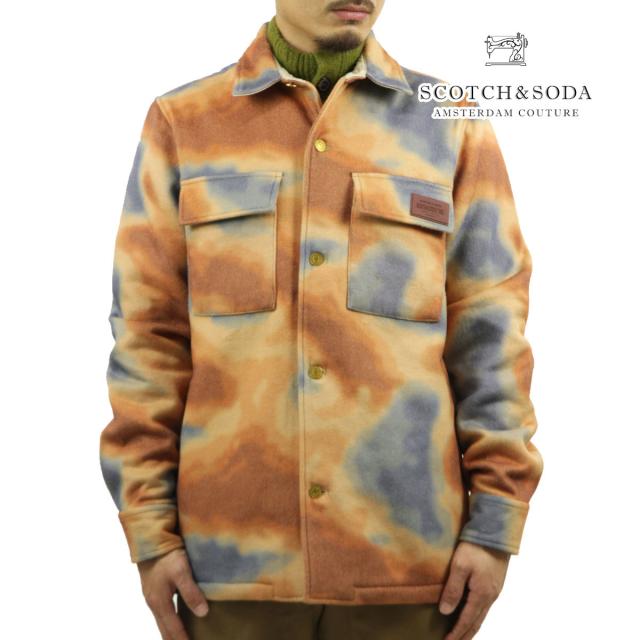 スコッチアンドソーダ メンズ シャツジャケット 正規販売店 SCOTCH＆SODA アウター 長袖 ボタンダウン PRINTED OVERSHIRT CONTAINS 16327