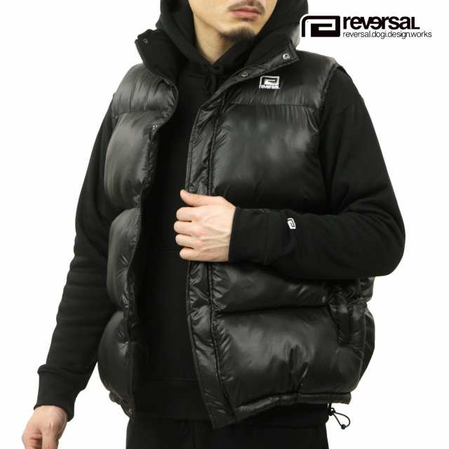 リバーサル メンズ パファーベスト 正規販売店 REVERSAL アウター ロゴ rvddw BLACK PUFFER VEST rv23aw301  BK BLACK