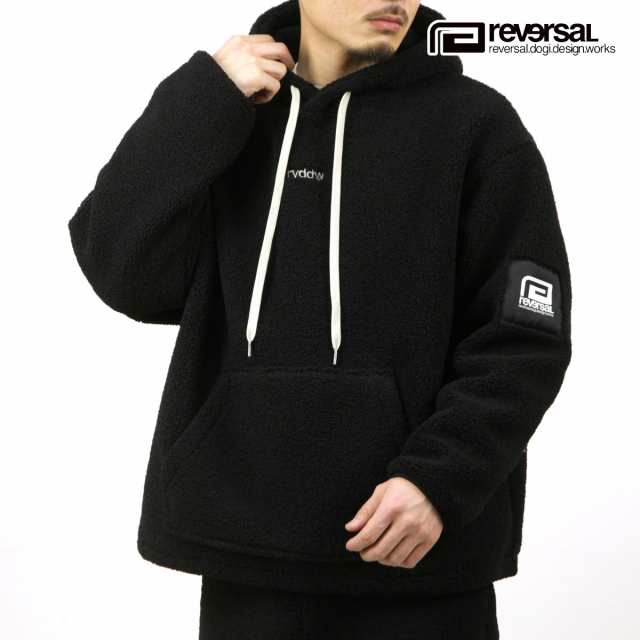 リバーサル メンズ ジャケット 正規販売店 REVERSAL アウター プルオーバー ボアジャケット rvddw SHEEP BOA HOODIE JACKET rv23aw303 BK