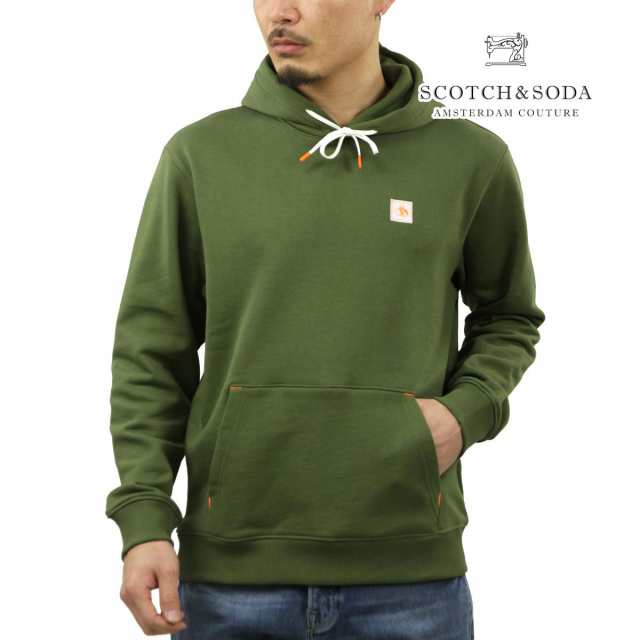 スコッチアンドソーダ メンズ パーカー 正規販売店 SCOTCH＆SODA プルオーバー コットン フーディー M REGULAR FIT ESSENTIAL BADGE HOOD