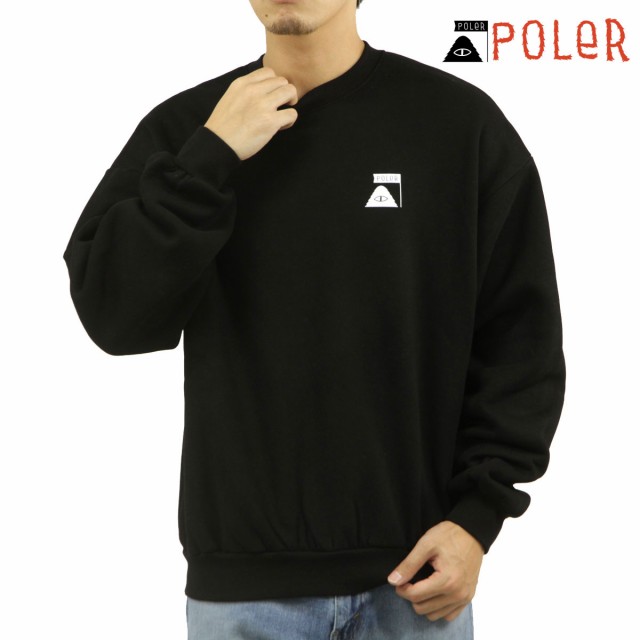 ポーラー メンズ スウェット 正規販売店 POLER クルーネック ロゴ ロンT SUMMIT CREW FLEECE D 243MCV0053-BLK BLACK