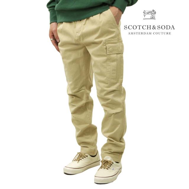 スコッチアンドソーダ メンズ カーゴパンツ 正規販売店 SCOTCH＆SODA ボトムス テーパードフィット FAVE - ELASTICATED TAPERED-FIT CARGO PANTS SAND 164458 0137 51519 32 クリスマス プレゼント ラッピング