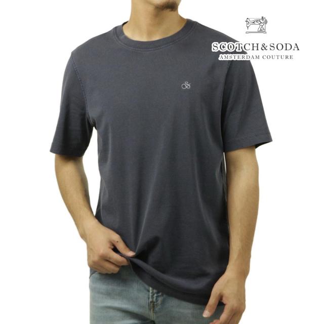 スコッチアンドソーダ メンズ 半袖Tシャツ 正規販売店 SCOTCH＆SODA クルーネック ワンポイント ロゴ GARMENT DYE LOGO T-SHIRT P 175585 2465 14421 78 INK BLUEの通販は 8,910円
