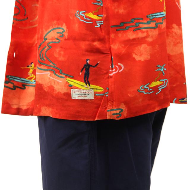 スコッチアンドソーダ メンズ 半袖シャツ 正規販売店 SCOTCH＆SODA ボタンダウン ビスコース アロハシャツ ALLOVER PRINTED VISCOSE SHORT SLEEVE SHIRT 177054 6115 12407 19 RED SURFER AOP 父の日 プレゼント ラッピング_4