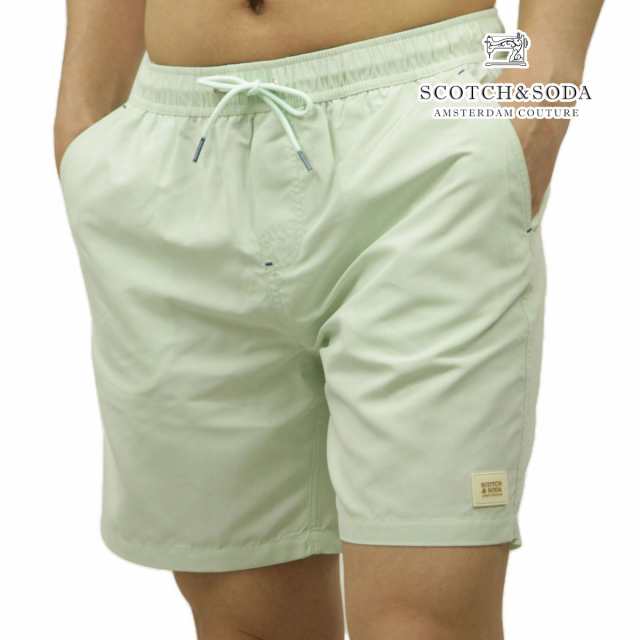 スコッチアンドソーダ メンズ 水着 正規販売店 SCOTCH＆SODA トランクス型 スイムパンツ 海パン MID LENGTH SOLID SWIM SHORT PANTS 175367 514 18601 52 SEAFOAMの通販は