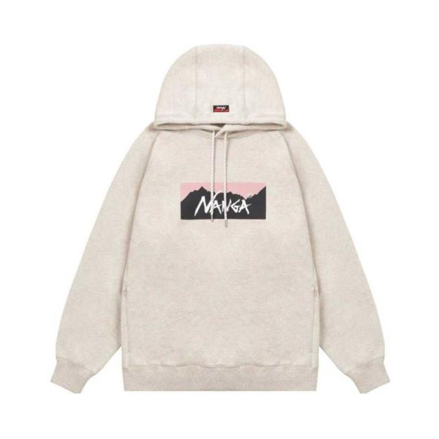 ナンガ メンズ パーカー 正規販売店 NANGA ロゴ プルオーバー フーディー ECO HYBRID BOX LOGO SWEAT HOODIE OATMEAL×PINK NW2311-1F202 OATMEAL×PINK_2