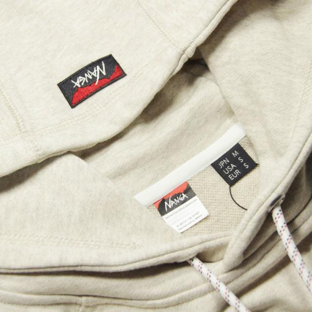 ナンガ メンズ パーカー 正規販売店 NANGA ロゴ プルオーバー フーディー ECO HYBRID BOX LOGO SWEAT HOODIE OATMEAL×PINK NW2311-1F202 OATMEAL×PINK_7