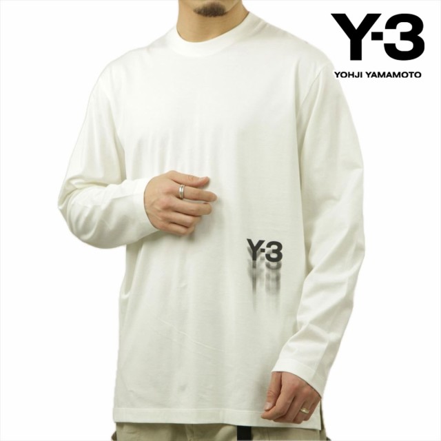 ワイスリー メンズ 長袖Tシャツ 正規品 Y-3 クルーネック コットン ロゴ GFX LS TEE IZ3121 OFF WHITE