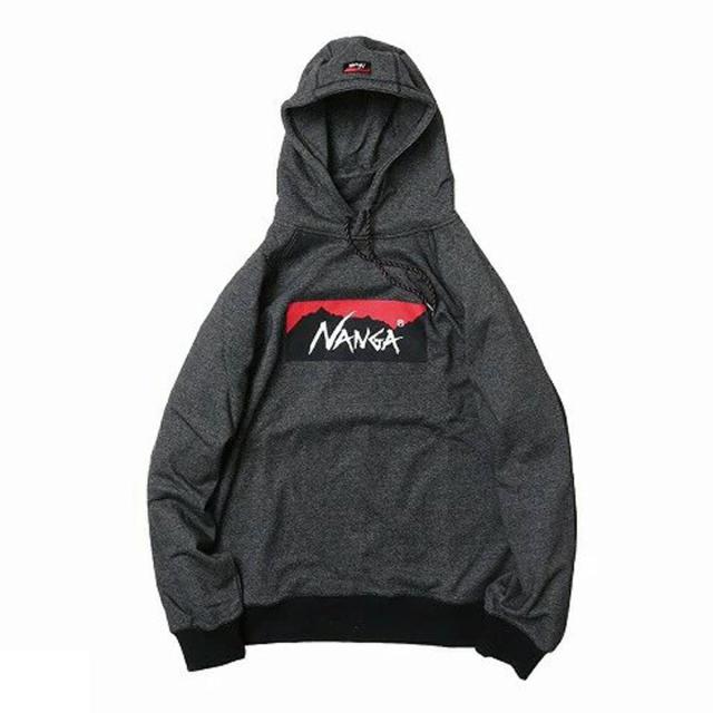 ナンガ メンズ パーカー 正規販売店 NANGA ロゴ プルオーバー フーディー ECO HYBRID BOX LOGO SWEAT HOODIE NW2441-1F002 BLK BLACK_2