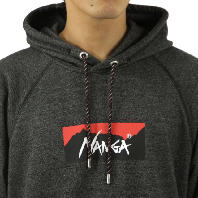 ナンガ メンズ パーカー 正規販売店 NANGA ロゴ プルオーバー フーディー ECO HYBRID BOX LOGO SWEAT HOODIE NW2441-1F002 BLK BLACK_3