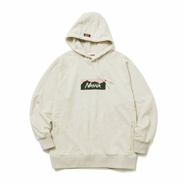 ナンガ メンズ パーカー 正規販売店 NANGA ロゴ プルオーバー フーディー ECO HYBRID BOX LOGO SWEAT HOODIE NW2441-1F002 OATMEALの通販は