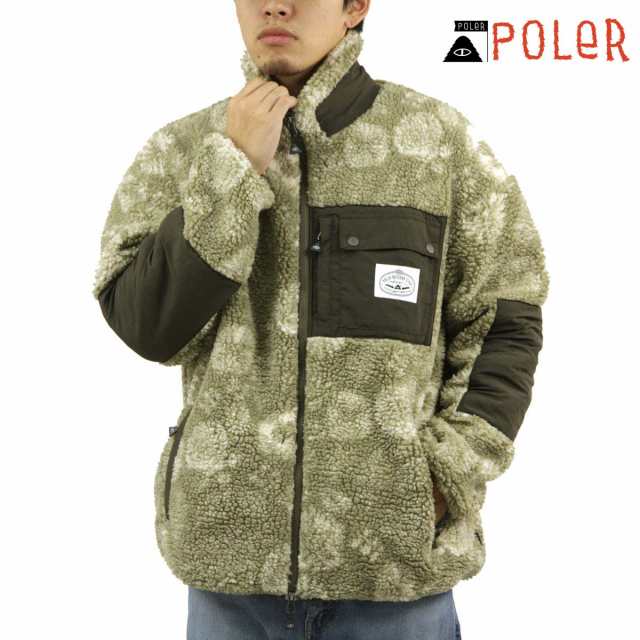 ポーラー メンズ フリースジャケット 正規販売店 POLER アウター ボア シェルパジャケット JACQUARD SHERPA JACKET D 243MCV0022-SAG SAG