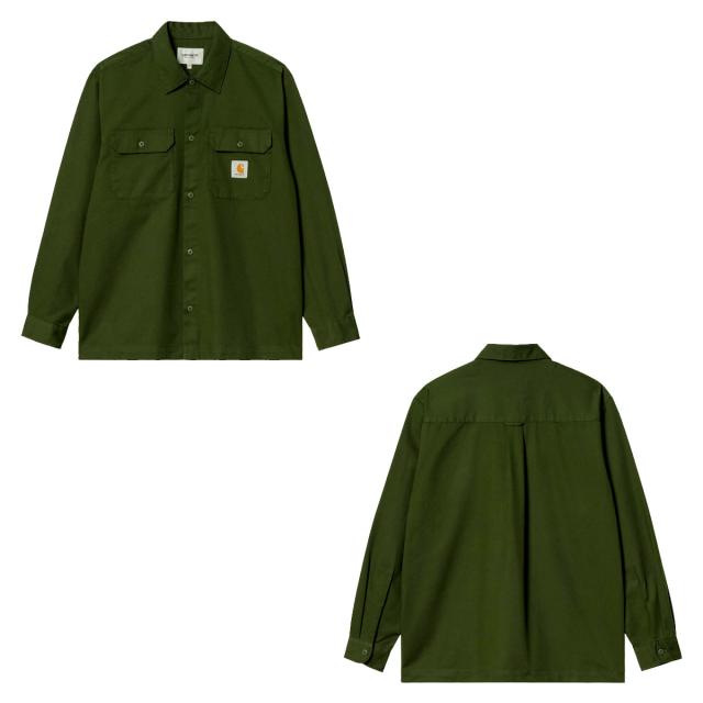 カーハート メンズ ワークシャツ 正規品 CARHARTT WIP ボタンダウン 長袖シャツ LONG SLEEVE CRAFT SHIRT OFFICE GREEN I033814 666XX_2